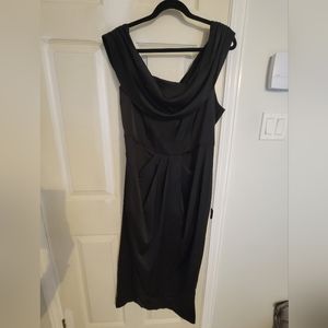 Boohoo Black Satin Off Shoulder Dress